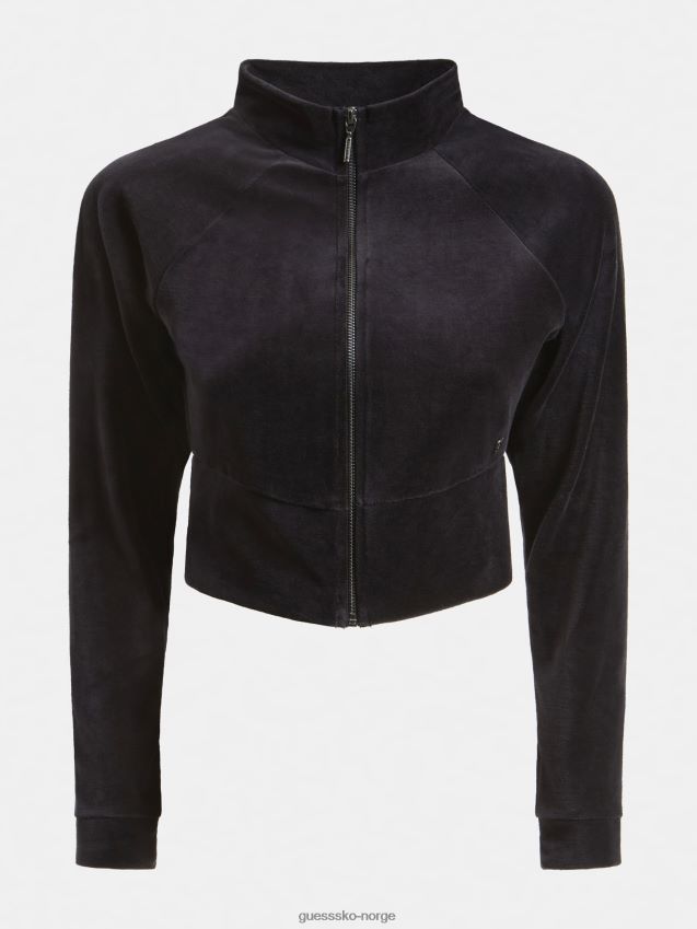 Guess sort chenille sweatshirt med glidelås svart kvinner F0LJ805809