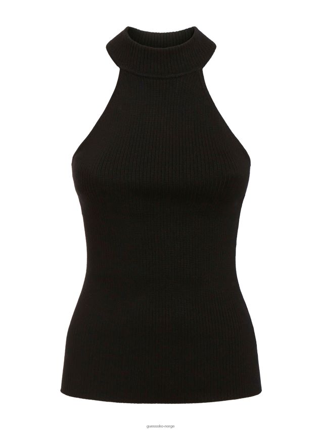 Guess sort ermeløs genser topp svart kvinner F0LJ802676