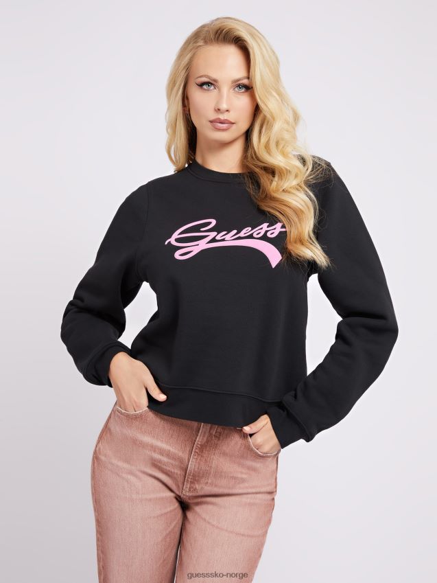 Guess svart front logo sweatshirt ny trend svart kvinner F0LJ802877