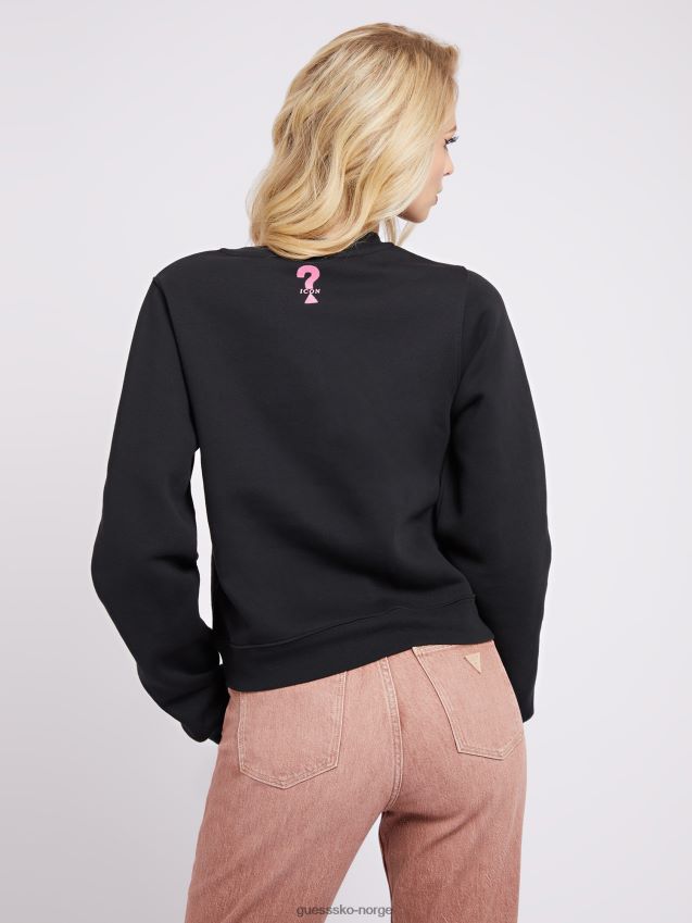Guess svart front logo sweatshirt ny trend svart kvinner F0LJ802877