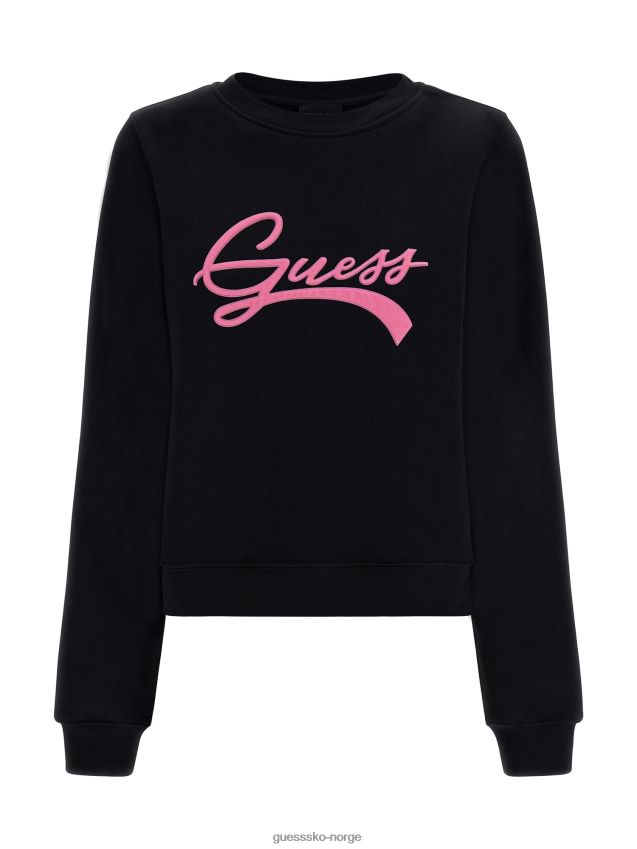Guess svart front logo sweatshirt ny trend svart kvinner F0LJ802877
