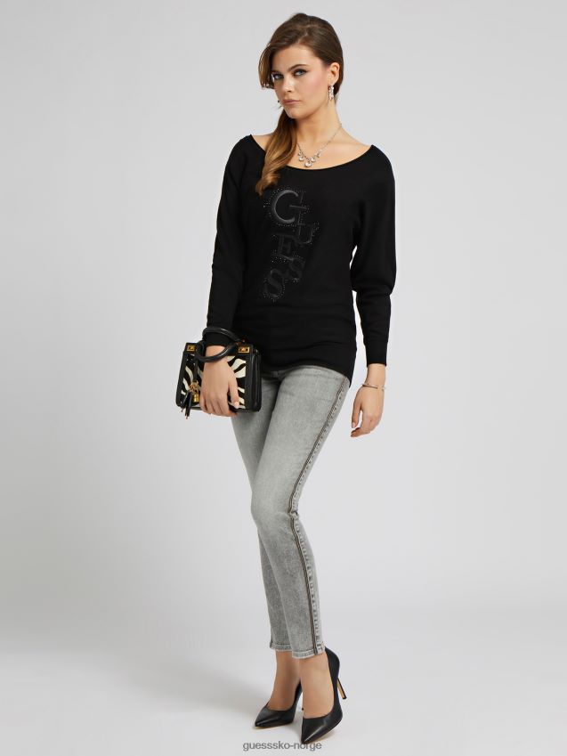 Guess svart genser med avslappet passform svart kvinner F0LJ802862