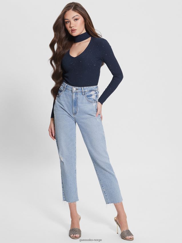 Guess svertet blå multi lea cutout paljettgenser svertet blå multi kvinner F0LJ809356