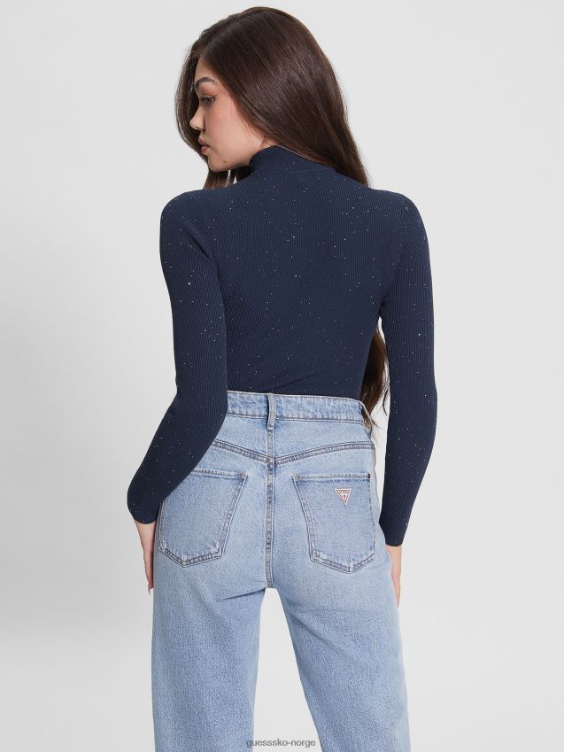 Guess svertet blå multi lea cutout paljettgenser svertet blå multi kvinner F0LJ809356