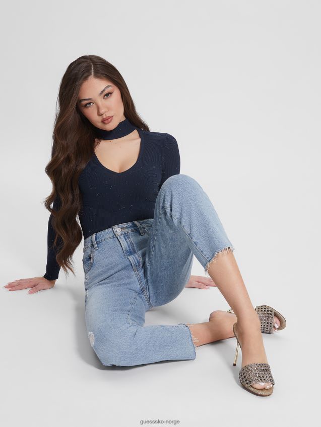 Guess svertet blå multi lea cutout paljettgenser svertet blå multi kvinner F0LJ809356
