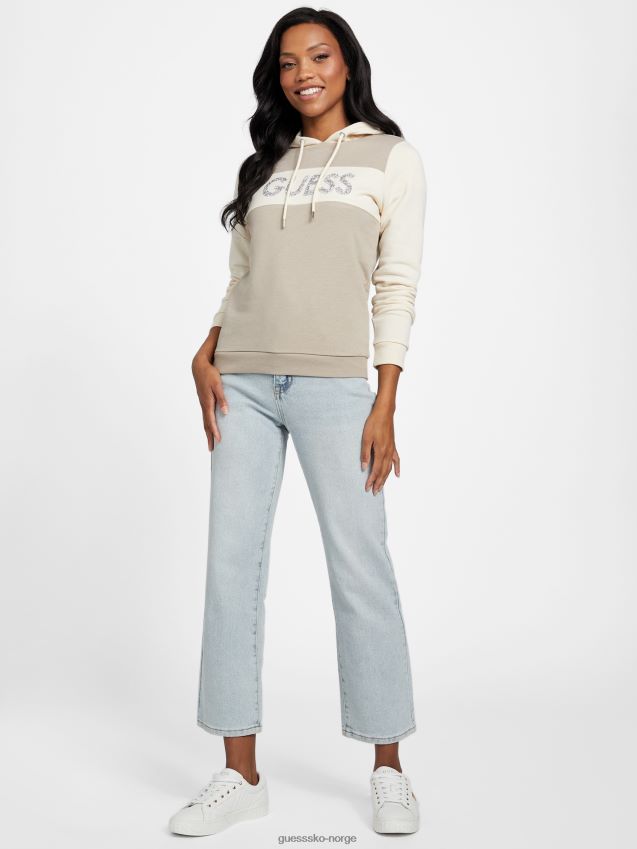 Guess albie hettegenser med logo i knust stein fløyel taupe multi fløyel taupe multi kvinner F0LJ806798