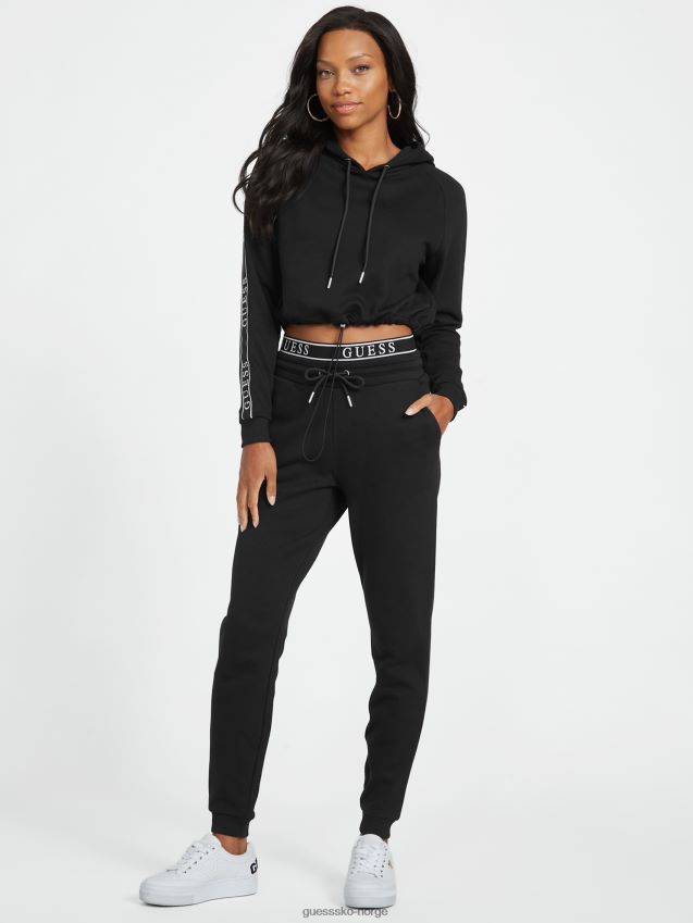 Guess blanch logo tape hettegenser jet black kulsvart kvinner F0LJ807346