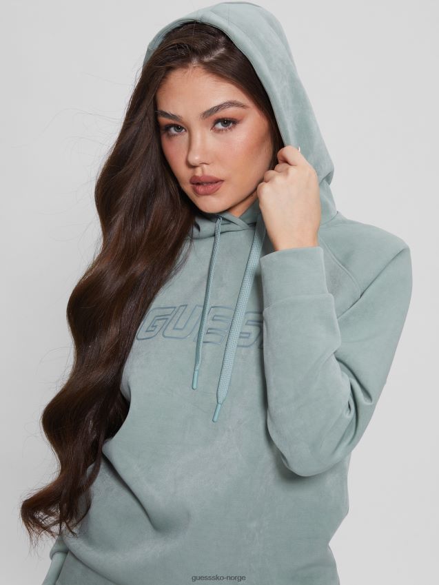 Guess helgrå euphemia hettegenser i imitert semsket skinn hel grå kvinner F0LJ809290