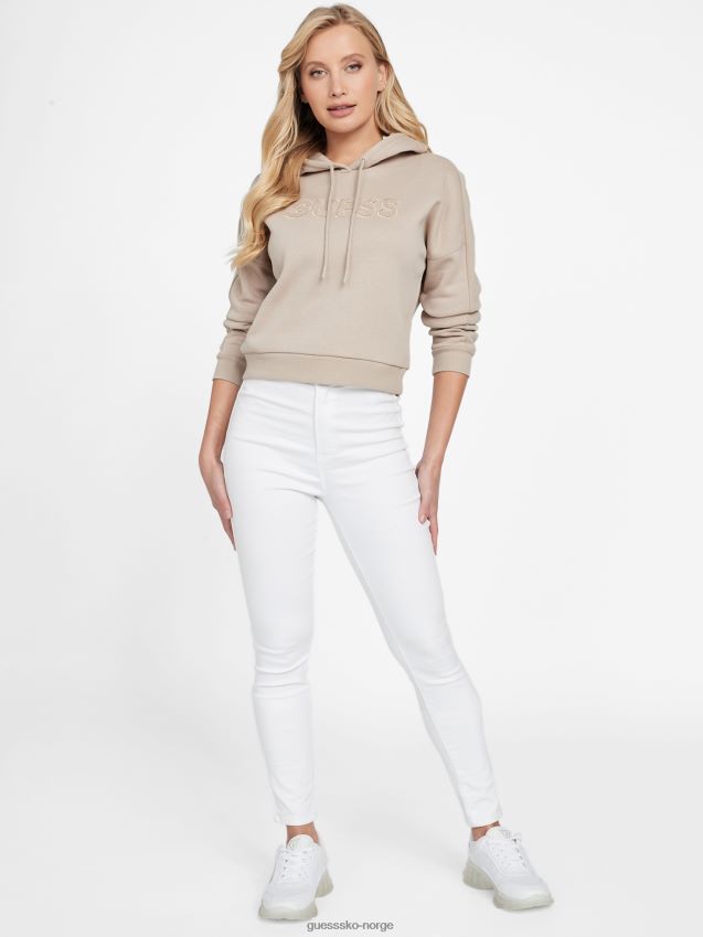 Guess hettegenser med safiya-logo i fløyel taupe fløyel taupe kvinner F0LJ806917