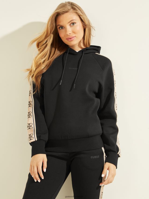 Guess øko britney logo tape hettegenser jet black kulsvart kvinner F0LJ809625