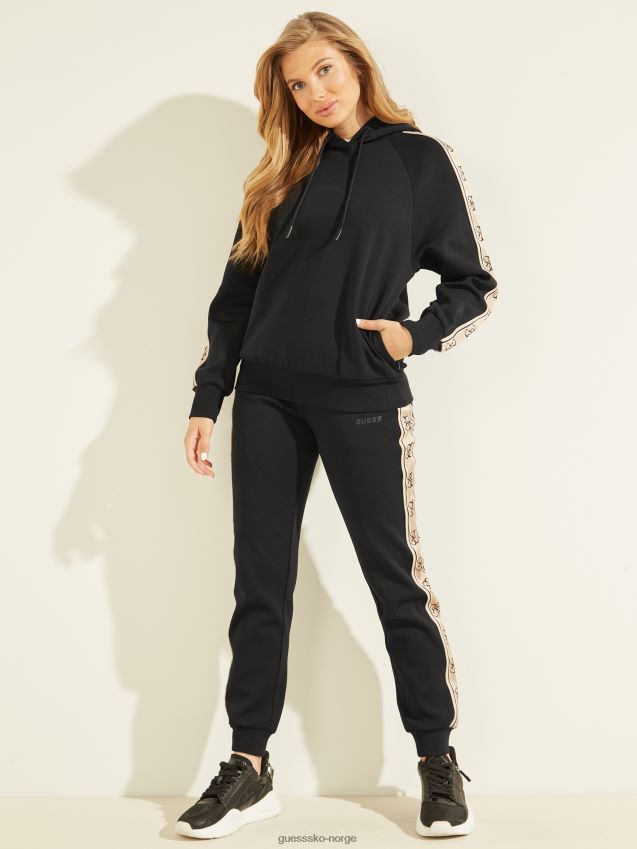 Guess øko britney logo tape hettegenser jet black kulsvart kvinner F0LJ809625