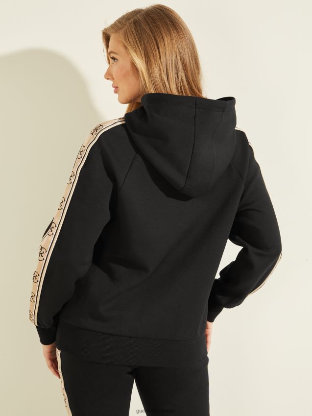 Guess øko britney logo tape hettegenser jet black kulsvart kvinner F0LJ809625