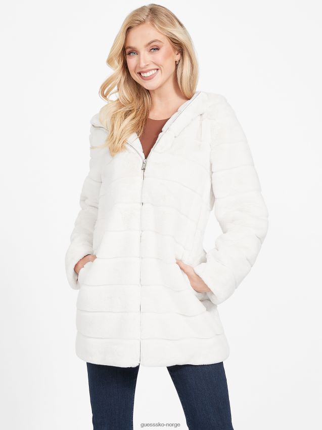 Guess lonnie hettegenser i fuskepels due hvit due hvit kvinner F0LJ806894
