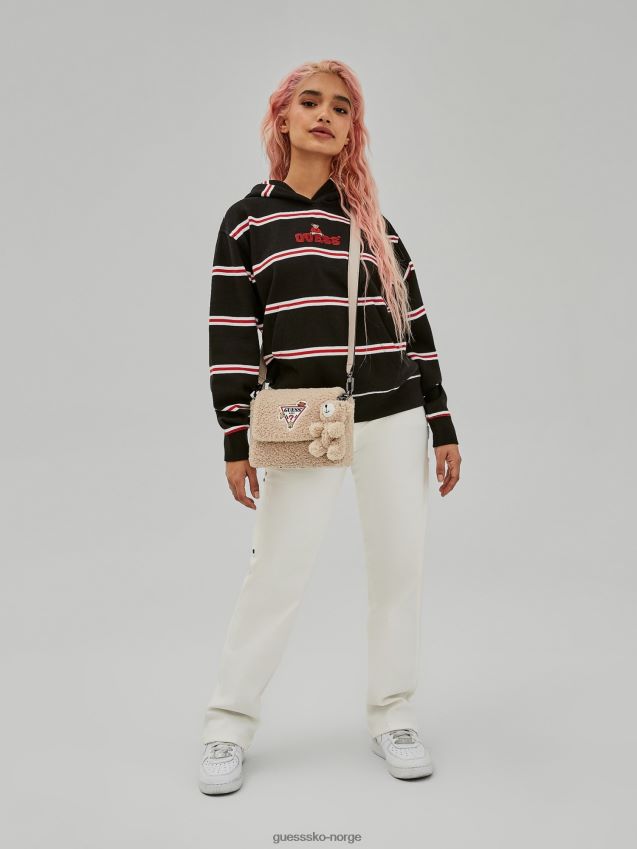 Guess svart hettegenser med flere striper svart multi kvinner F0LJ806302