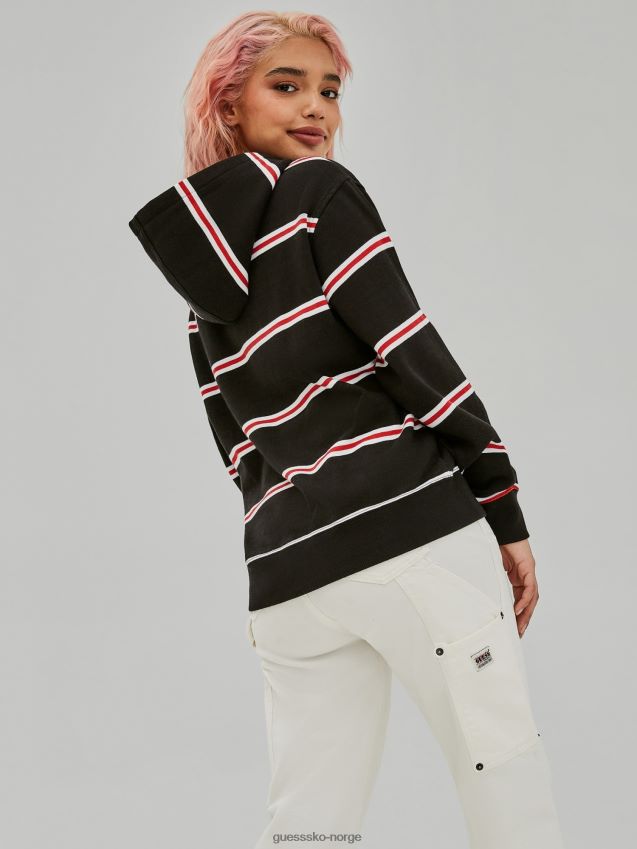 Guess svart hettegenser med flere striper svart multi kvinner F0LJ806302