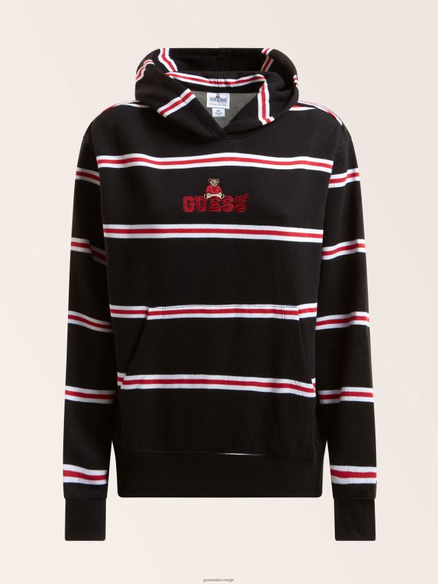 Guess svart hettegenser med flere striper svart multi kvinner F0LJ806302