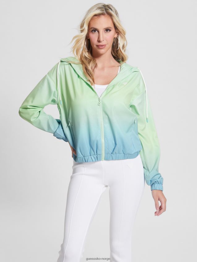 Guess 4g skyggelagt blå og grønn klematis vindjakke 4g skyggelagt blått og grønt kvinner F0LJ809718