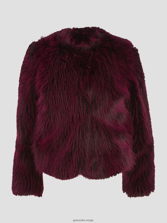 Guess Bonnie fuskepelsjakke burgunder og svart kombinasjon burgunder og svart kombinasjon kvinner F0LJ809145