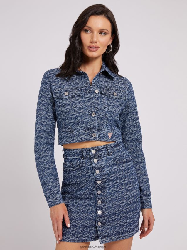 Guess all over logo dongerijakke blå blå kvinner F0LJ803220