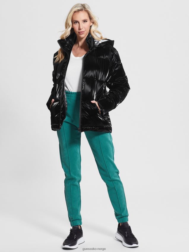 Guess arctic metallic puffer jakke jet black multi jet black multi kvinner F0LJ809811