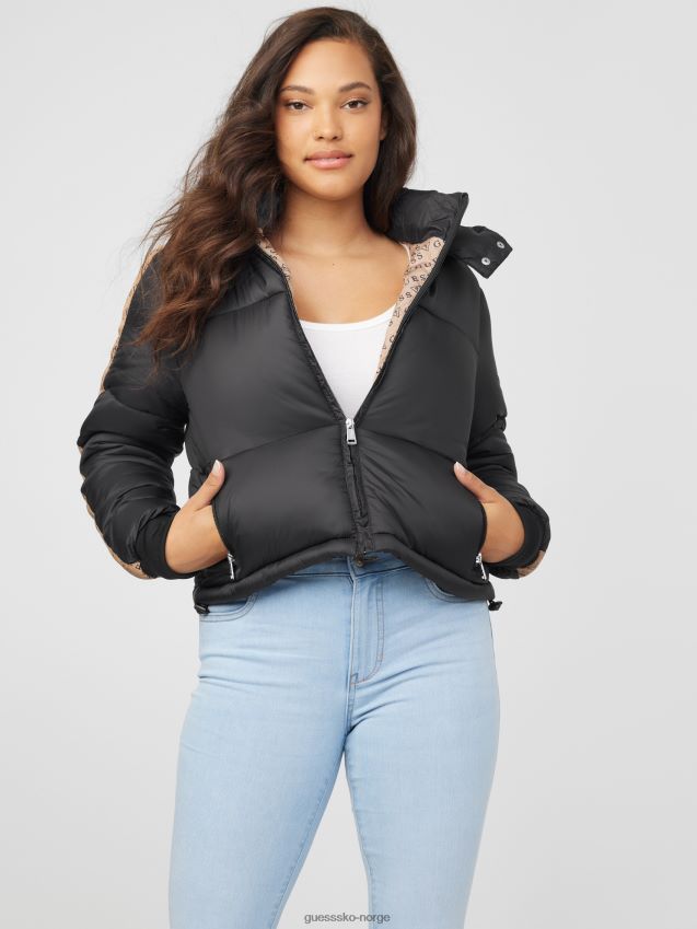 Guess bakir puffer jakke jet black multi jet black multi kvinner F0LJ806836