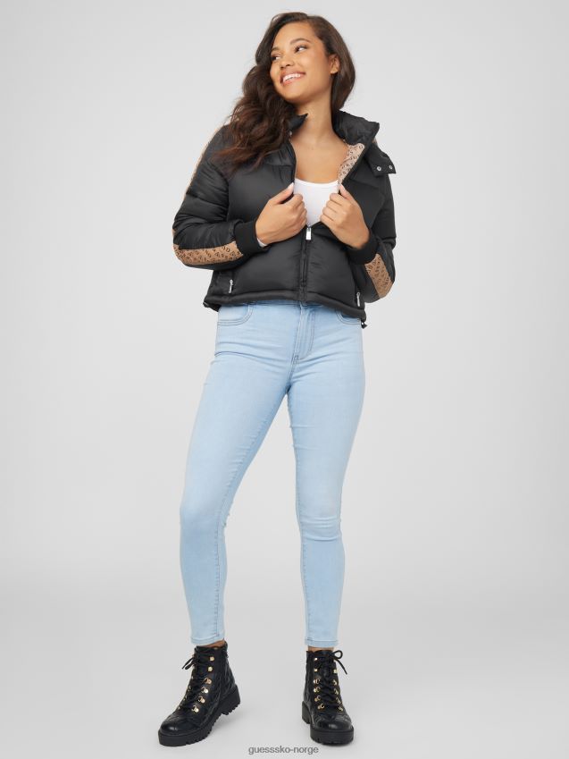 Guess bakir puffer jakke jet black multi jet black multi kvinner F0LJ806836