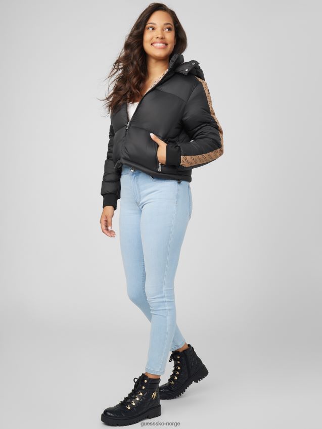 Guess bakir puffer jakke jet black multi jet black multi kvinner F0LJ806836