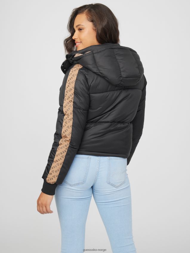 Guess bakir puffer jakke jet black multi jet black multi kvinner F0LJ806836