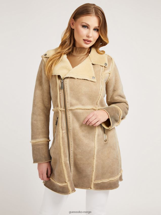 Guess beige faux shearling jakke beige kvinner F0LJ803309