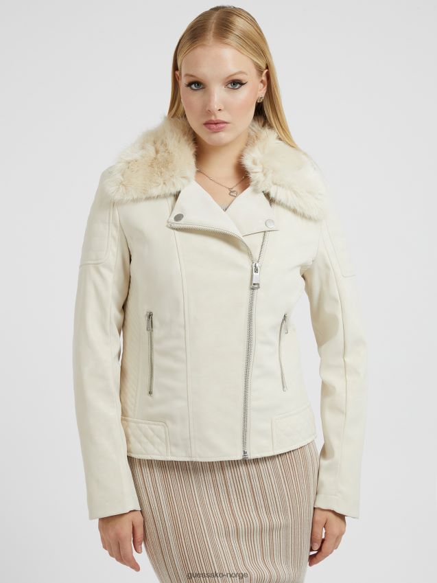Guess beige jakke i imitert skinn beige kvinner F0LJ802670