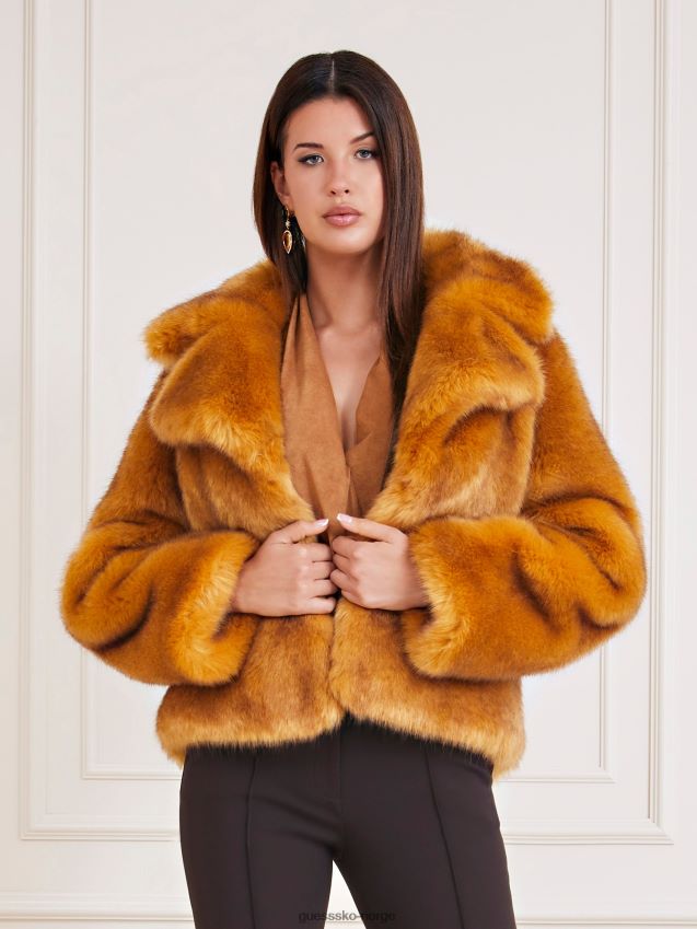 Guess beige marciano jakke i fuskepels beige kvinner F0LJ803853