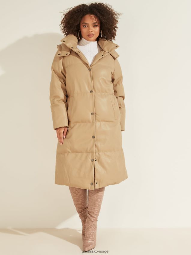 Guess beige polstret jakke i kunstskinn beige kvinner F0LJ803643