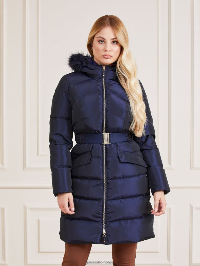 Guess blå marciano ekte sateng dunjakke blå kvinner F0LJ805815
