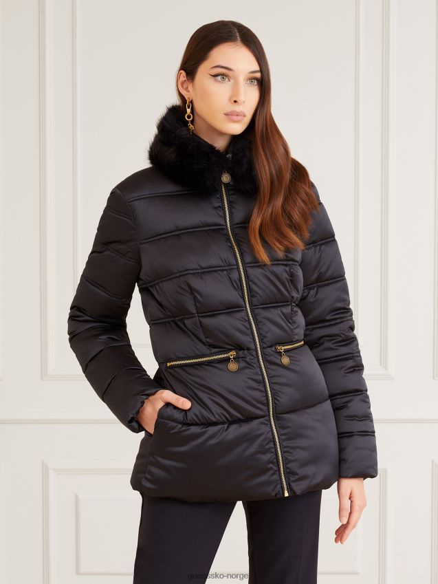 Guess blå marciano vattert satengjakke blå kvinner F0LJ806001