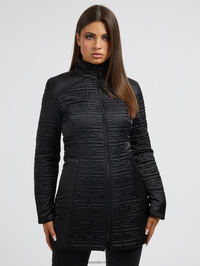 Guess brodert logo lang jakke svart svart kvinner F0LJ802650