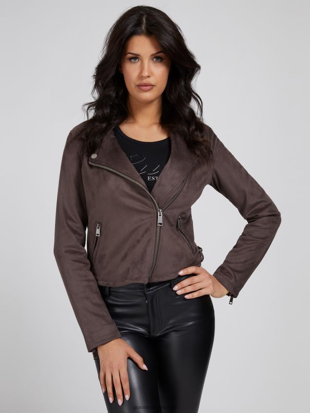 Guess brun jakke i imitert skinn brun kvinner F0LJ806195