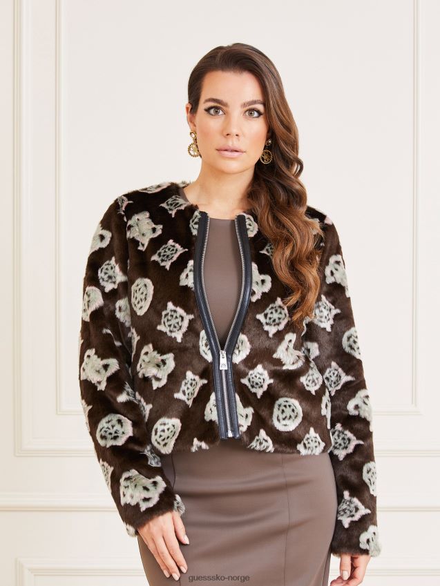 Guess brun kort jakke i fuskepels brun kvinner F0LJ803780