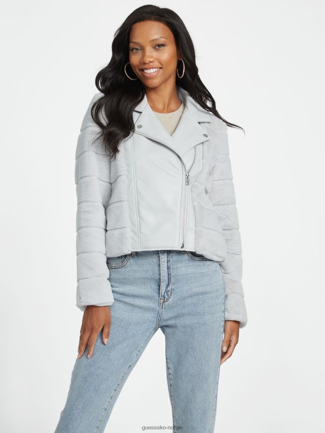 Guess cadia motojakke i fuskepels fjellgrå fjellgrå kvinner F0LJ807182