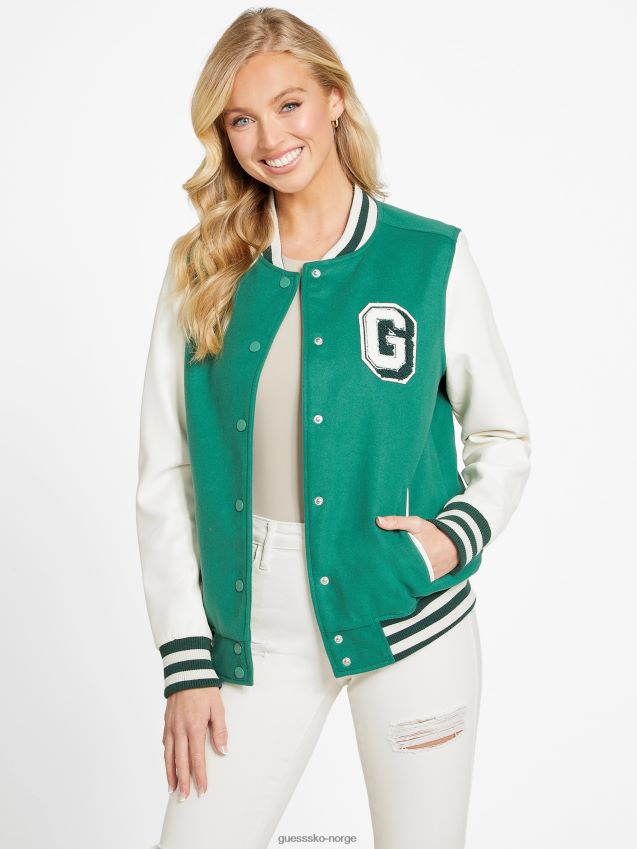 Guess carola varsity jakke endeløs grønn uendelig grønt kvinner F0LJ806878