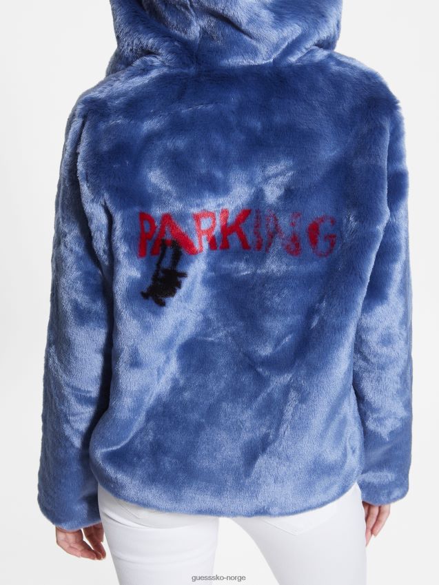 Guess daniela fuskepelsjakke lidenskapsblå lidenskapsblått kvinner F0LJ809865