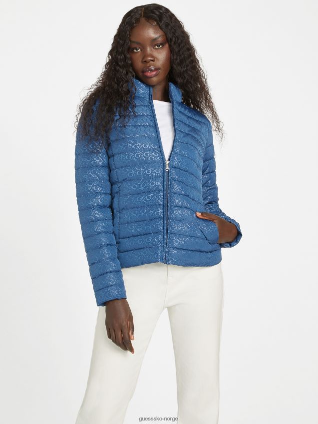 Guess eco fleur logo vattert jakke rigel blå rigel blå kvinner F0LJ807049