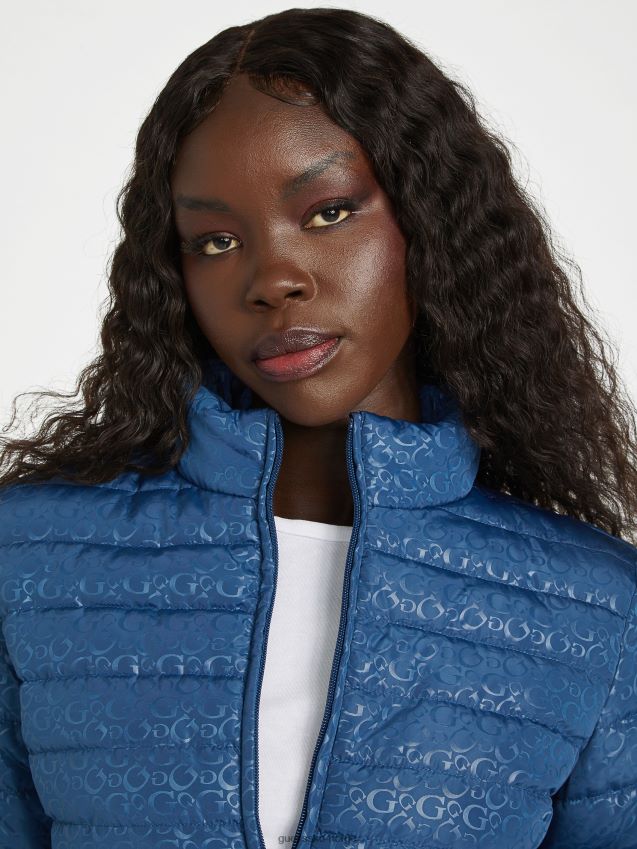 Guess eco fleur logo vattert jakke rigel blå rigel blå kvinner F0LJ807049