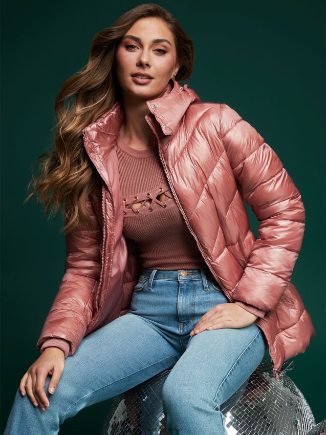 Guess eco silene pufferjakke rød glen rød glen kvinner F0LJ806851