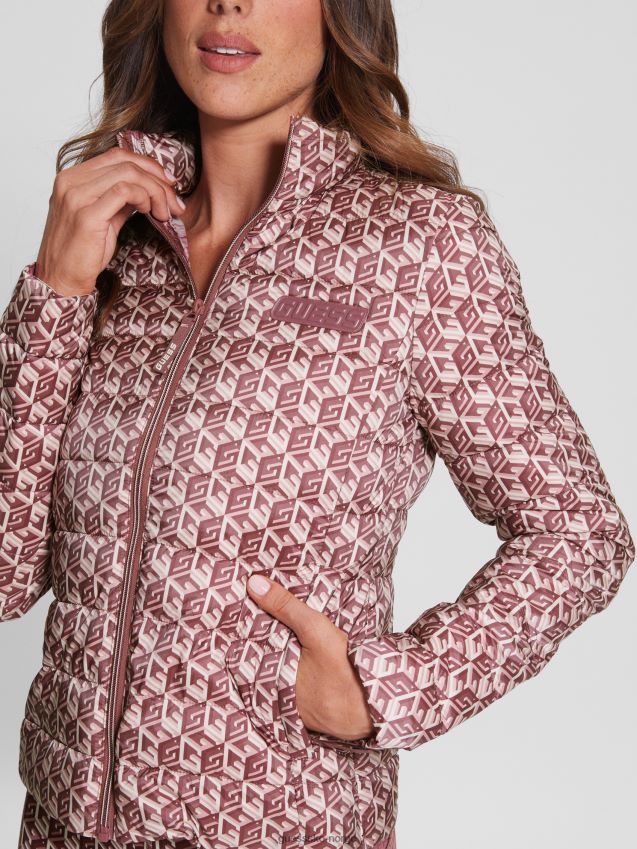 Guess eireen pufferjakke g cube red combo g kube rød kombo kvinner F0LJ809823