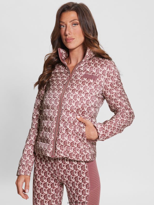 Guess eireen pufferjakke g cube red combo g kube rød kombo kvinner F0LJ809823