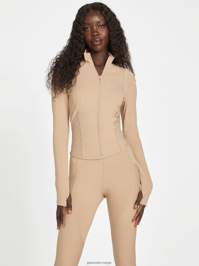 Guess fløyel taupe ikram jakke med glidelås fløyel taupe kvinner F0LJ806961