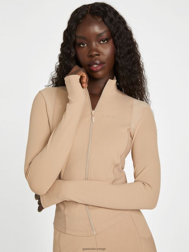 Guess fløyel taupe ikram jakke med glidelås fløyel taupe kvinner F0LJ806961