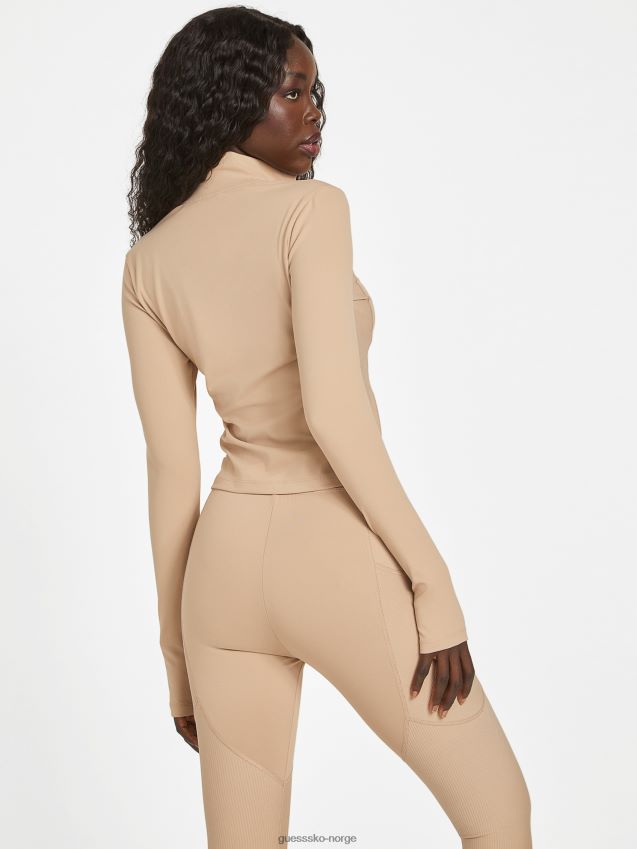 Guess fløyel taupe ikram jakke med glidelås fløyel taupe kvinner F0LJ806961