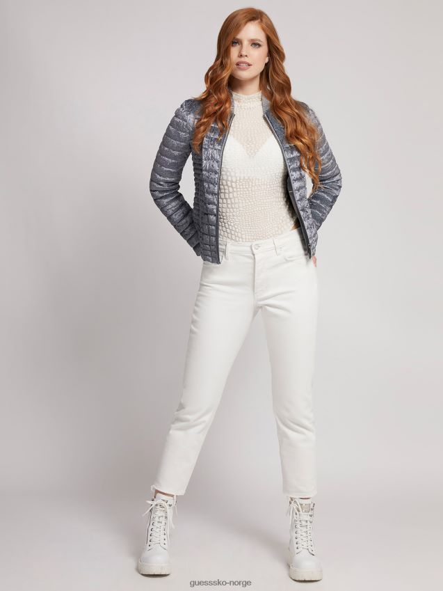 Guess fløyels vattert slim fit jakke lys grå lysegrå kvinner F0LJ806266