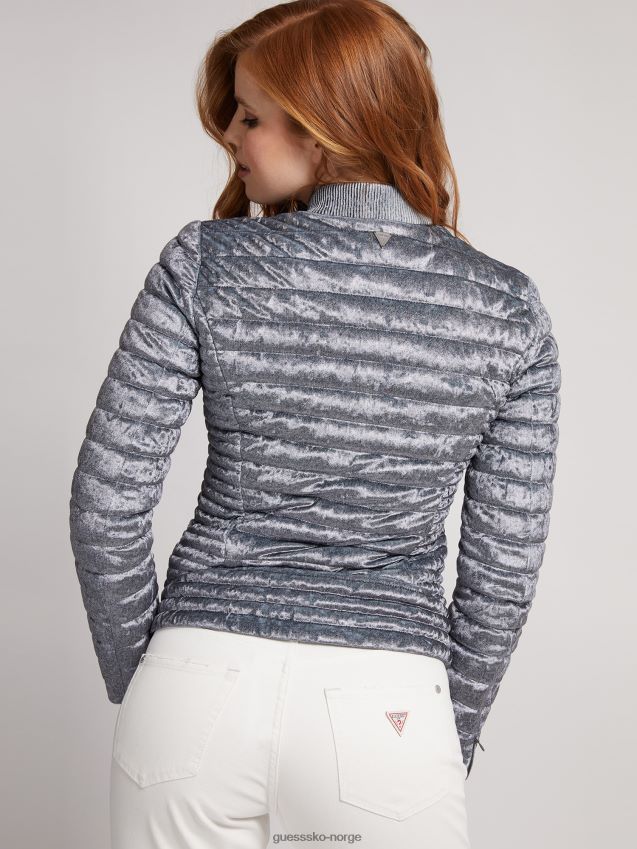 Guess fløyels vattert slim fit jakke lys grå lysegrå kvinner F0LJ806266